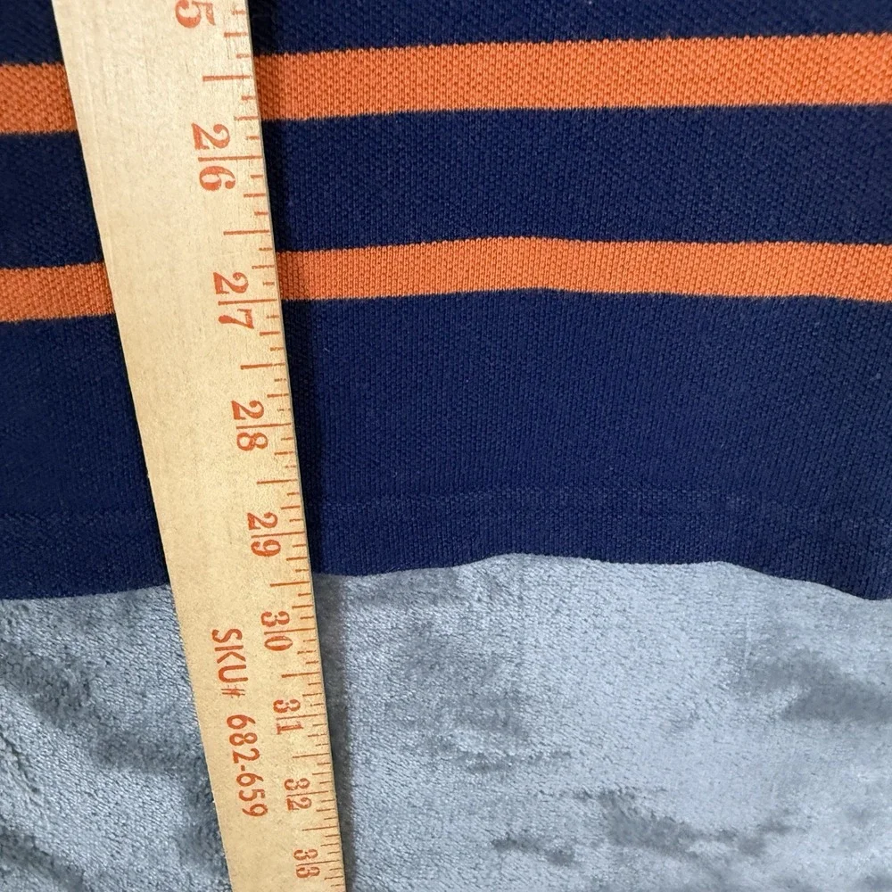 Polo Ralph Lauren Mens XL Polo Shirt Navy Blue‎ Orange Striped Short Sleeve Golf